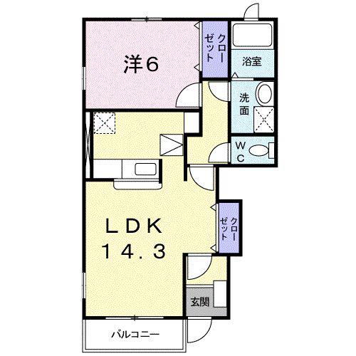 メルティー・アイIIB(1LDK/1階)の間取り写真