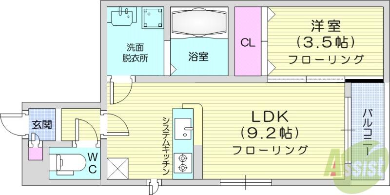 FLEUL葉山(1LDK/1階)の間取り写真