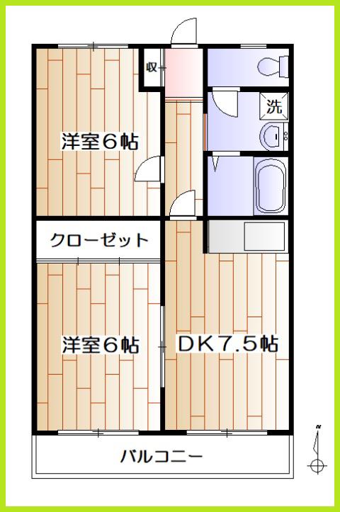 アクイライーコス(2DK/5階)の間取り写真