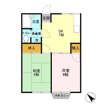 アーバン華川(2DK/2階)の間取り写真