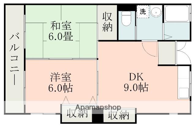 第2鶴栄ビル(2LDK/1階)の間取り写真