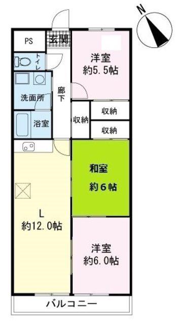 メゾン興国(3LDK/2階)の間取り写真