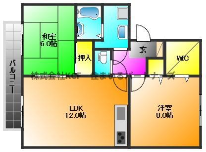 サニーヒル御井(2LDK/2階)の間取り写真