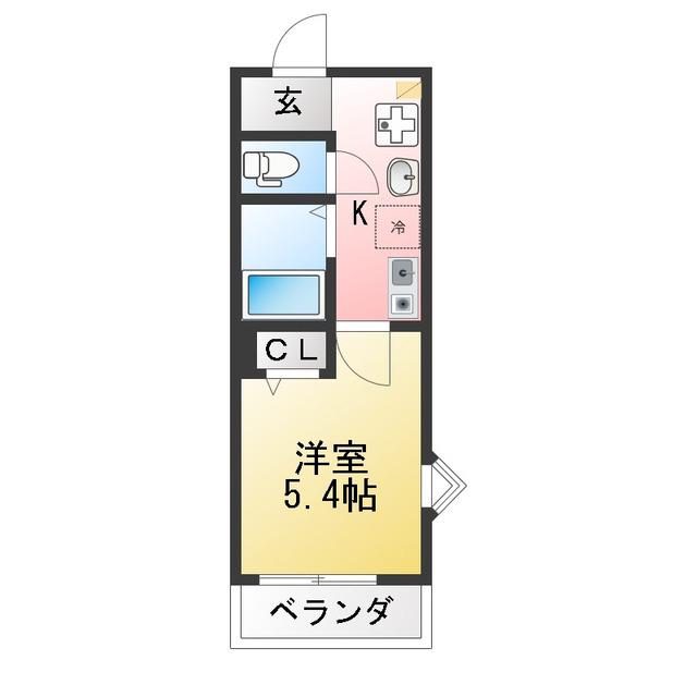 MELLAS海の公園駅(1K/1階)の間取り写真