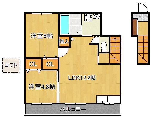 グリーンガーデンI(2LDK/2階)の間取り写真