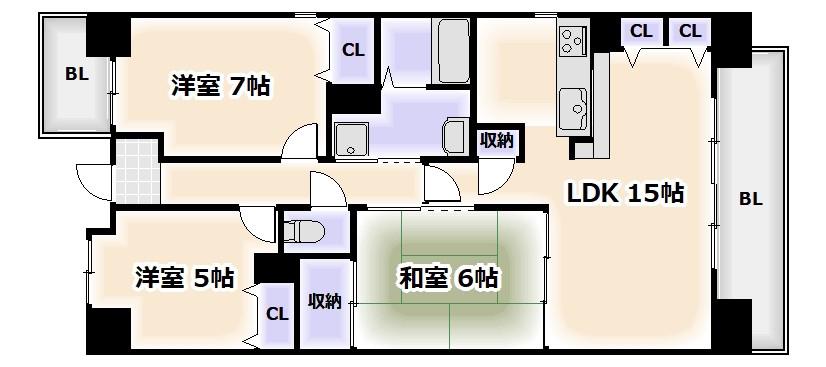 メゾンミヤビ(3LDK/9階)の間取り写真