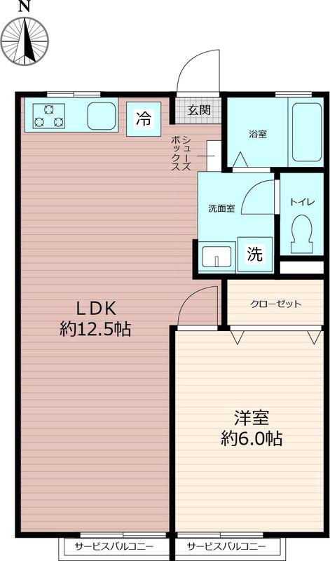 シティハイム ハウスM2(1LDK/2階)の間取り写真