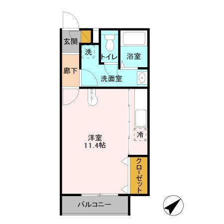 クレール・シャンブル(ワンルーム/2階)の間取り写真