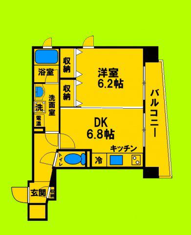 サンレムート江坂セカンド(1DK/9階)の間取り写真