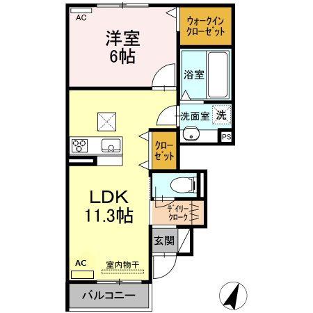スカイガーデン・フラワーガーデン(1LDK/1階)の間取り写真