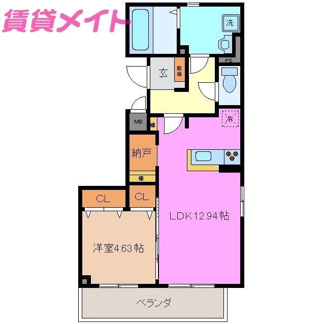 M.K.PRIMOR(1SLDK/3階)の間取り写真