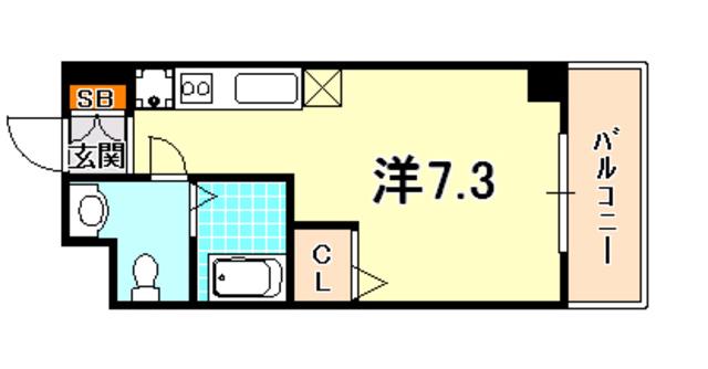 ラウェゾン中道(ワンルーム/7階)の間取り写真
