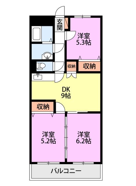 コートハウス善久(3LDK/1階)の間取り写真