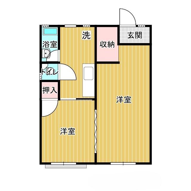 コーポオメガ(2DK/1階)の間取り写真