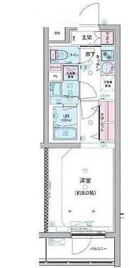 GENOVIA三軒茶屋GREEN VEIL(1K/1階)の間取り写真
