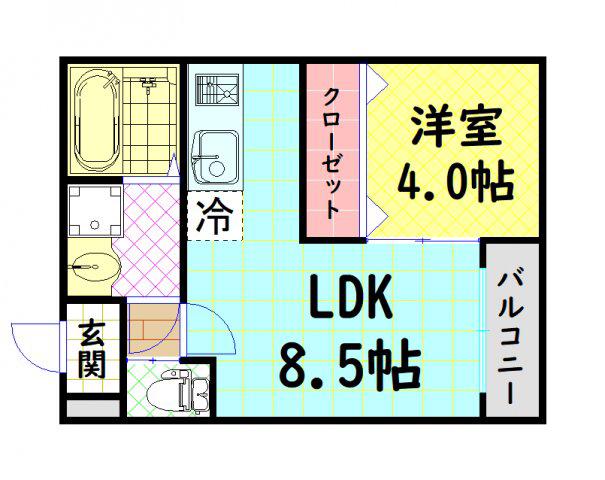 H-MAISON大正(1LDK/3階)の間取り写真