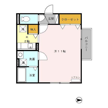 リビングタウン二の宮A(1K/1階)の間取り写真
