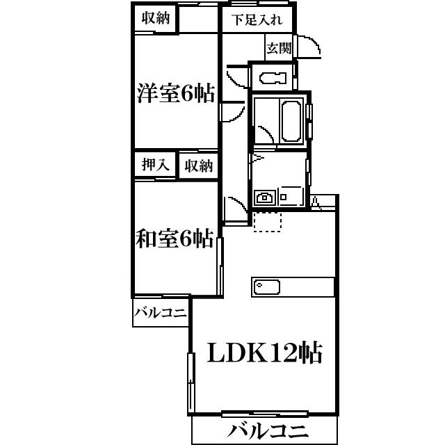 コンフォールヴィラ(2LDK/2階)の間取り写真