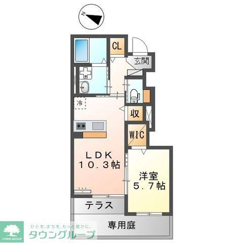 SOLEIL(1LDK/1階)の間取り写真