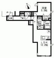 アンシェール(1LDK/1階)の間取り写真