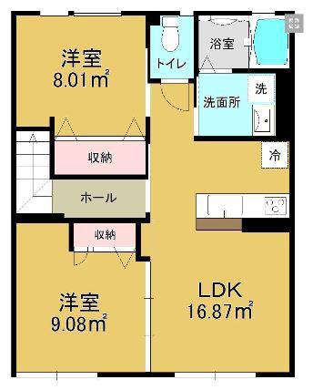 マンゴーツリーA(2LDK/2階)の間取り写真