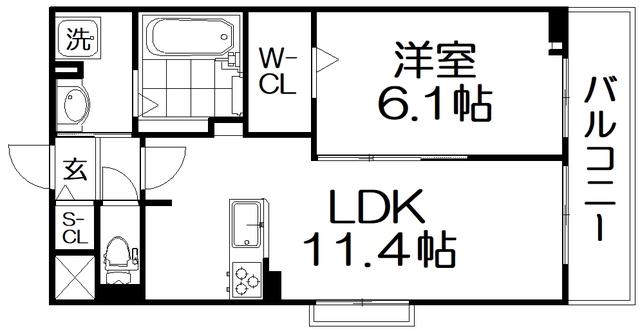 フィオーレカーサ(1LDK/3階)の間取り写真