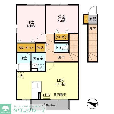 インペリアル野田II(2LDK/2階)の間取り写真