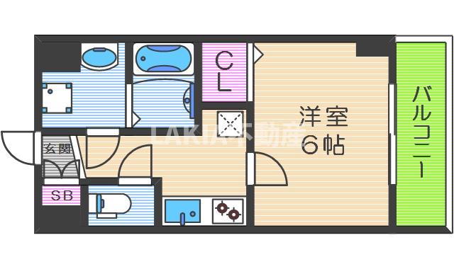 グランパシフィック松虫通(1K/9階)の間取り写真