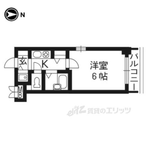 リーガル京都河原町2(1K/8階)の間取り写真
