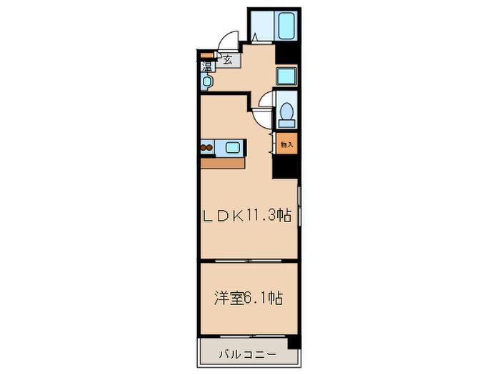 ヴィーヴル・ウルゥ(1LDK/6階)の間取り写真