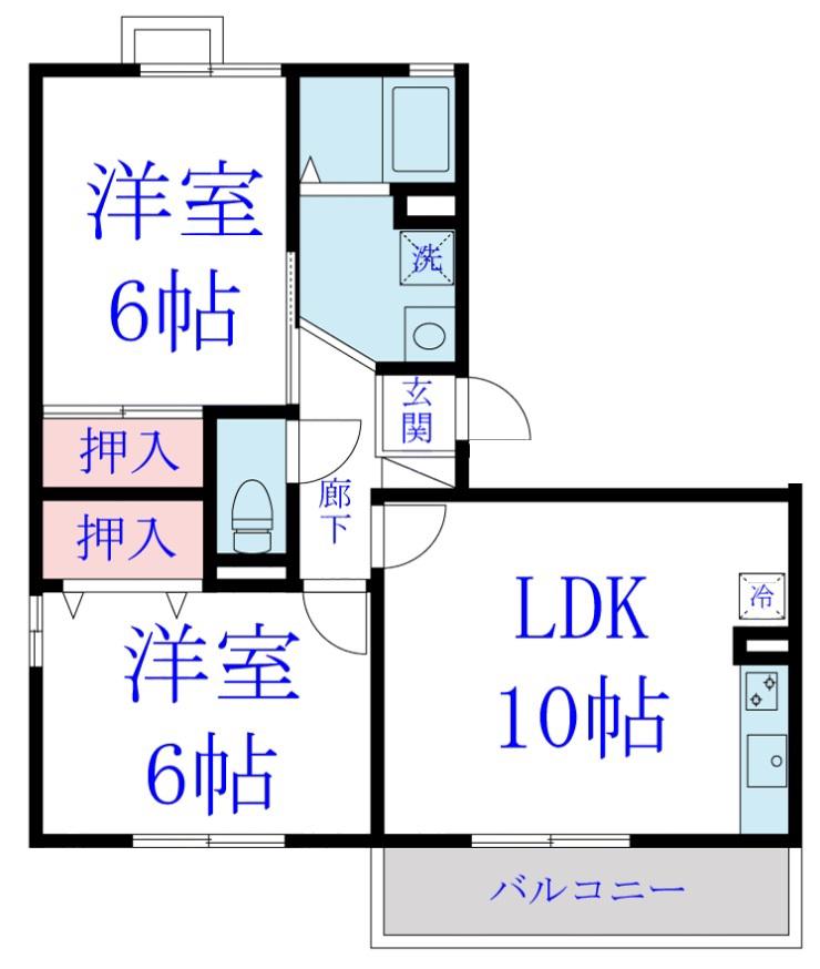 メイプルハウスA(2LDK/3階)の間取り写真