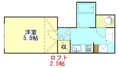 スカイパーク保戸野(1K/2階)の間取り写真