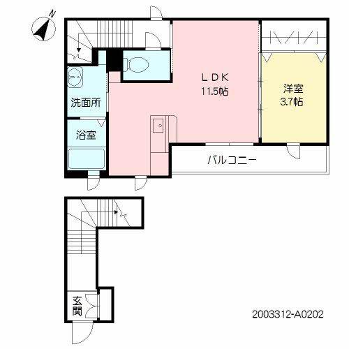 シャーメゾン花畑(1LDK/2階)の間取り写真