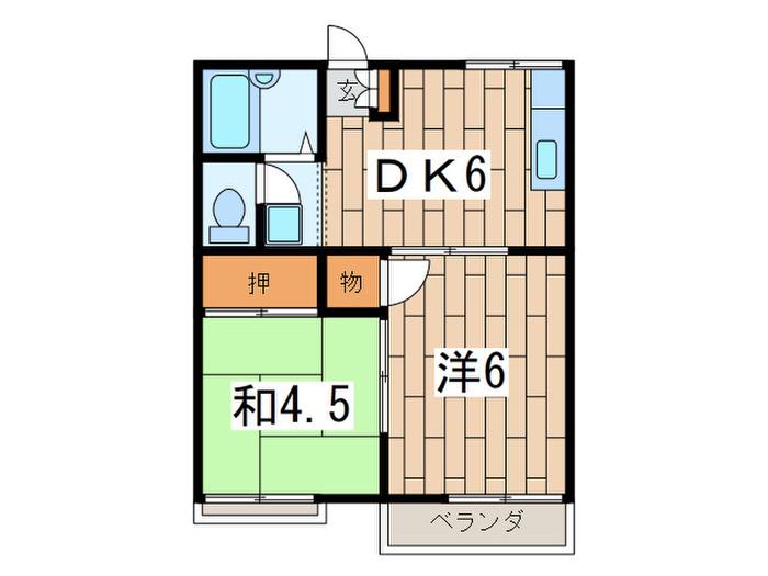 リヴェールK2(2DK/2階)の間取り写真