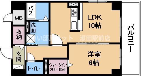 プログレスV番館(1LDK/6階)の間取り写真