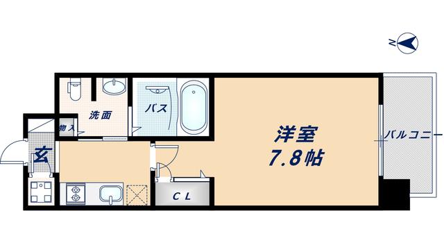 レジュールアッシュ南堀江(1K/13階)の間取り写真