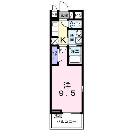 ボナールさざんか(1K/2階)の間取り写真