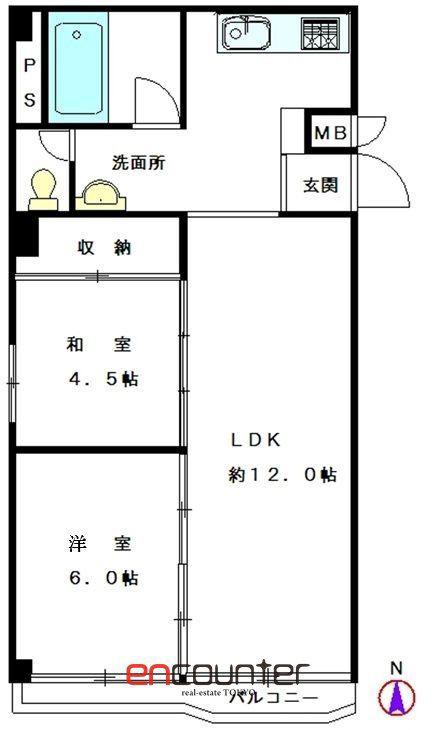 山水ハイム(2LDK/3階)の間取り写真