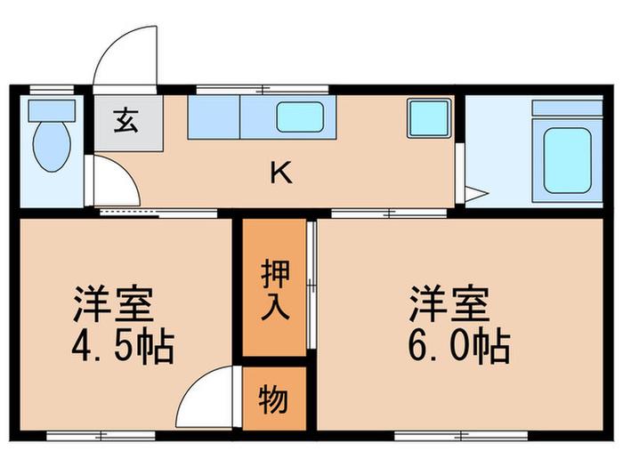 アビタシオン蓮沼(2K/2階)の間取り写真
