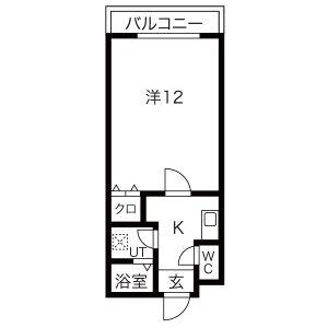 サンライズ高畑(1K/4階)の間取り写真