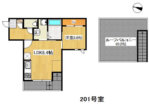 GRANDTIC GIGLIO西新(1LDK/2階)の間取り写真