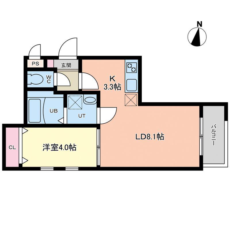 パークホーム筥松(1LDK/2階)の間取り写真