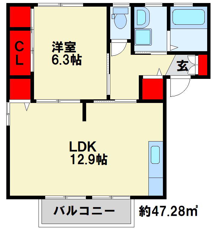 アイリス・HIROA棟(1LDK/1階)の間取り写真