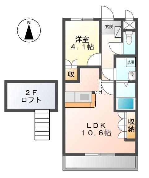EMERAUDE(1LDK/2階)の間取り写真