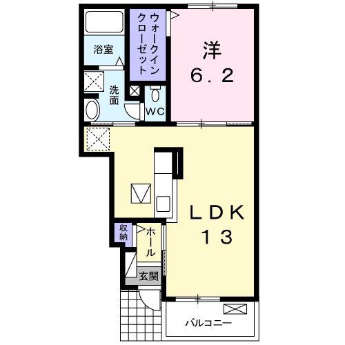 エスポアール・メゾン B(1LDK/1階)の間取り写真