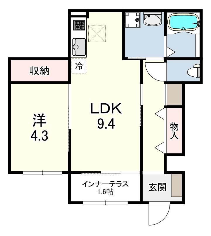 プラシッド ピュール(1LDK/1階)の間取り写真