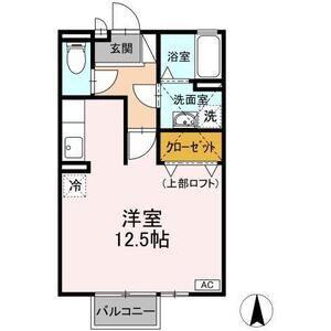 リヴィエール(ワンルーム/2階)の間取り写真