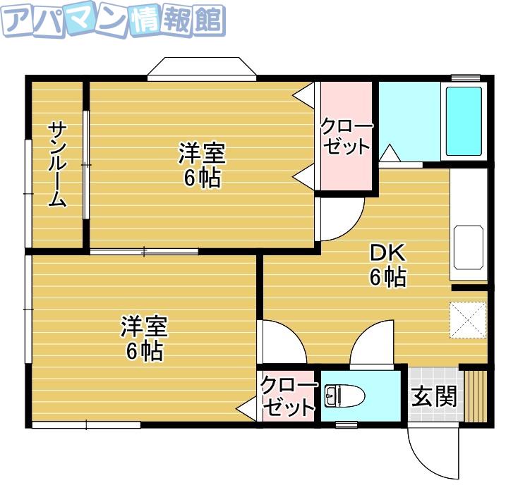 コーポカンダ(2DK/2階)の間取り写真