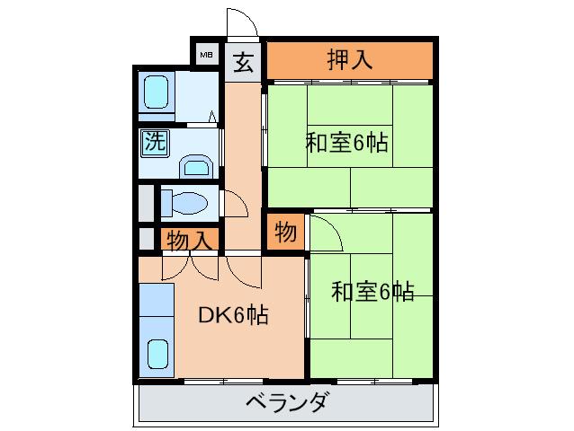 スバルハイツ(2DK/3階)の間取り写真