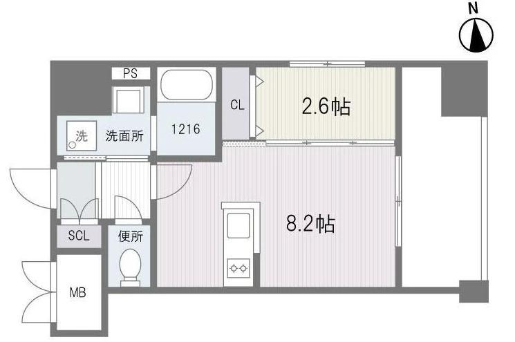 アルティザ博多駅前(1LDK/8階)の間取り写真